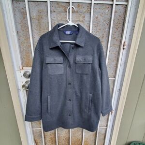 NWOT Lands' End Women's Luxe Fleece Shirt Jacket in Dark Grey Size L